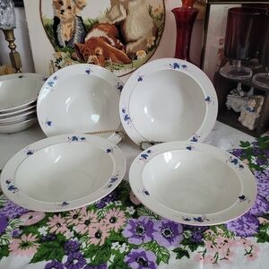 Vintage Floral Rimmed Cream Bowls Set Of 4